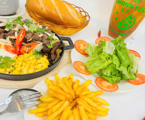 Chào mừng món mới combo Bò xèo chảo nóng cùng với túi trà chanh/ tắc